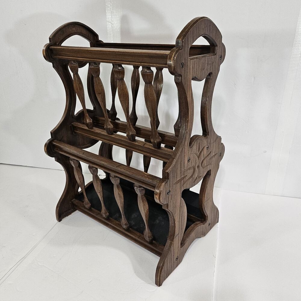 Vintage Style Record Rack Vinyl Holder Magazine Stand Faux Wood Plastic Retro